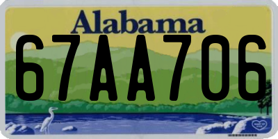 AL license plate 67AA706