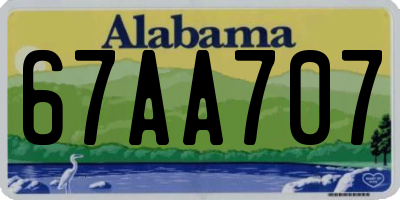 AL license plate 67AA707