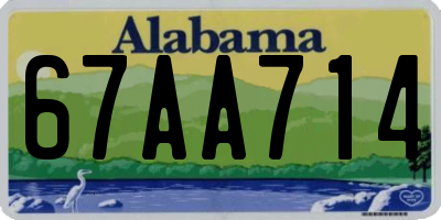 AL license plate 67AA714