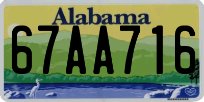 AL license plate 67AA716