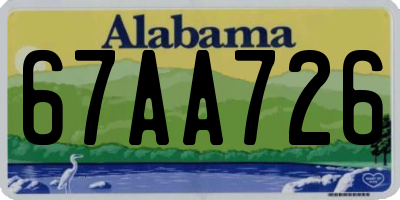 AL license plate 67AA726