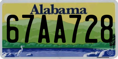 AL license plate 67AA728