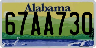 AL license plate 67AA730