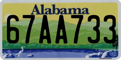 AL license plate 67AA733