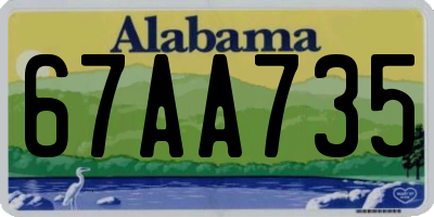 AL license plate 67AA735