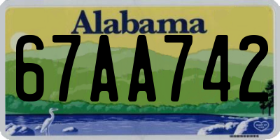 AL license plate 67AA742