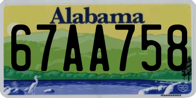 AL license plate 67AA758