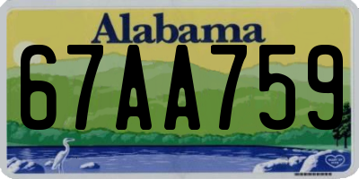 AL license plate 67AA759
