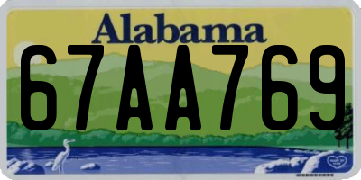 AL license plate 67AA769