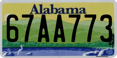 AL license plate 67AA773