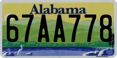 AL license plate 67AA778