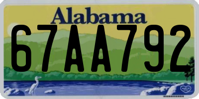 AL license plate 67AA792