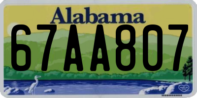 AL license plate 67AA807