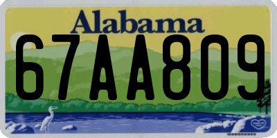 AL license plate 67AA809