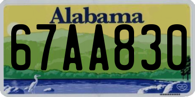 AL license plate 67AA830