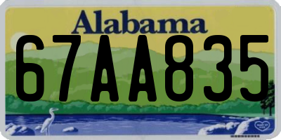 AL license plate 67AA835