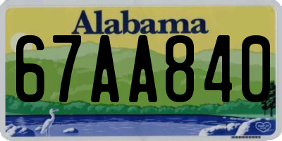 AL license plate 67AA840
