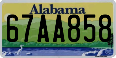 AL license plate 67AA858