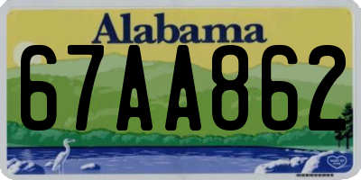 AL license plate 67AA862