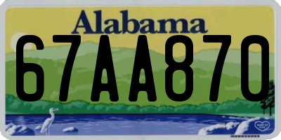 AL license plate 67AA870