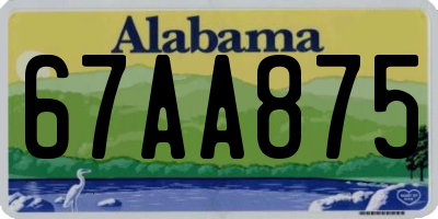 AL license plate 67AA875