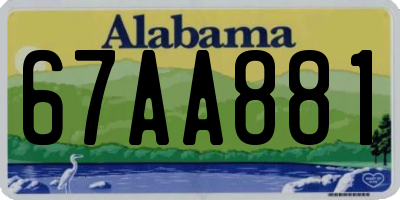 AL license plate 67AA881