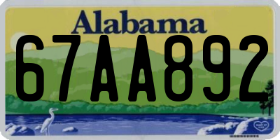 AL license plate 67AA892