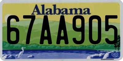 AL license plate 67AA905