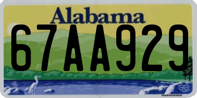 AL license plate 67AA929
