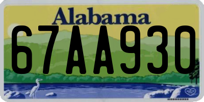 AL license plate 67AA930