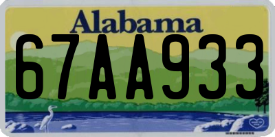 AL license plate 67AA933