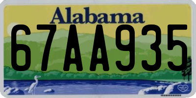 AL license plate 67AA935