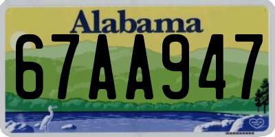 AL license plate 67AA947