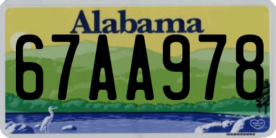 AL license plate 67AA978
