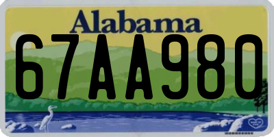 AL license plate 67AA980