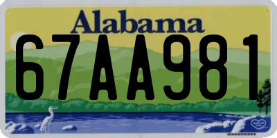 AL license plate 67AA981
