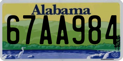 AL license plate 67AA984