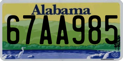 AL license plate 67AA985