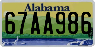 AL license plate 67AA986