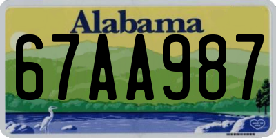 AL license plate 67AA987