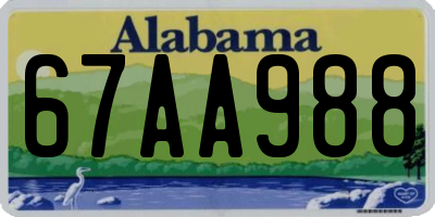 AL license plate 67AA988