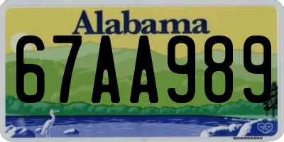 AL license plate 67AA989