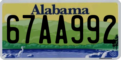 AL license plate 67AA992