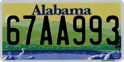 AL license plate 67AA993