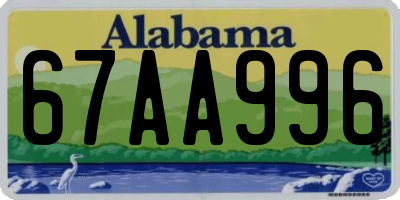 AL license plate 67AA996