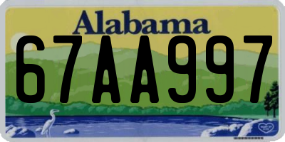 AL license plate 67AA997