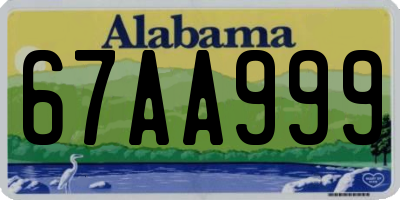 AL license plate 67AA999