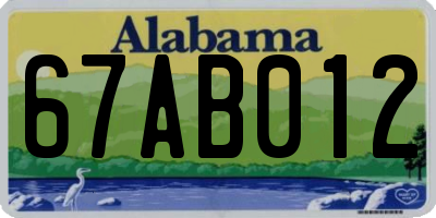 AL license plate 67AB012