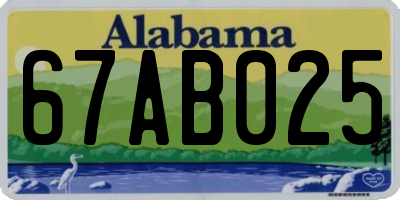 AL license plate 67AB025