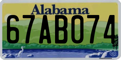 AL license plate 67AB074